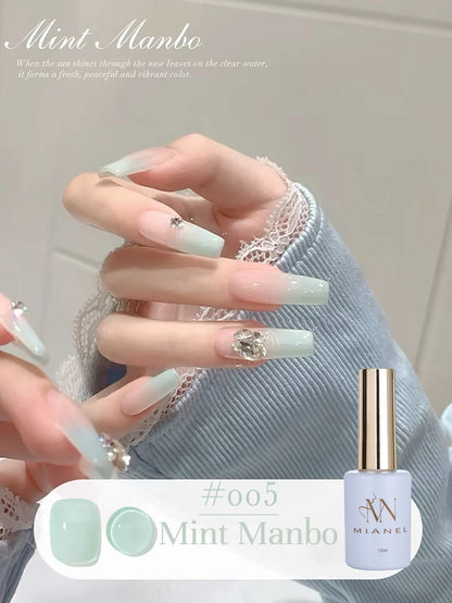 MIANEL 12ML Emperor Green Cat Eye Gel Nail Polish Whitenning Nails Green Nails Suitable For Nail Salons Nail Supplies  1-21pcs