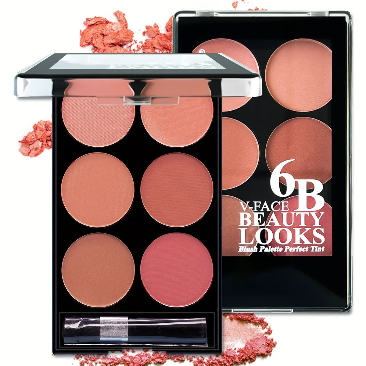 6-color blush and contouring all-in-one palette, pearlescent matte powder makeup palette