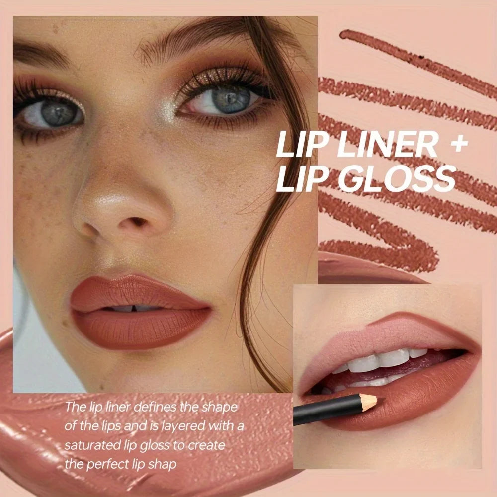 3Pcs/Set Lip Liner + Lipstick+ Lipgloss Lipoil Lip Liner, and Lip Glaze Set. Lip Combo Set ,matte Lipstick,lip Cosmetics