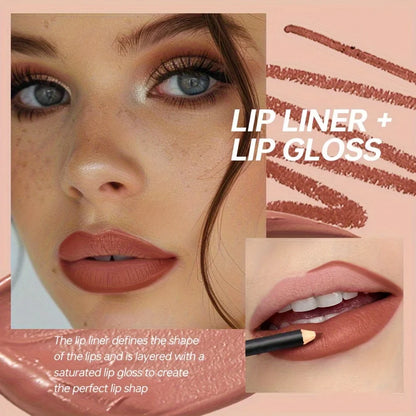 3Pcs/Set Lip Liner + Lipstick+ Lipgloss Lipoil Lip Liner, and Lip Glaze Set. Lip Combo Set ,matte Lipstick,lip Cosmetics