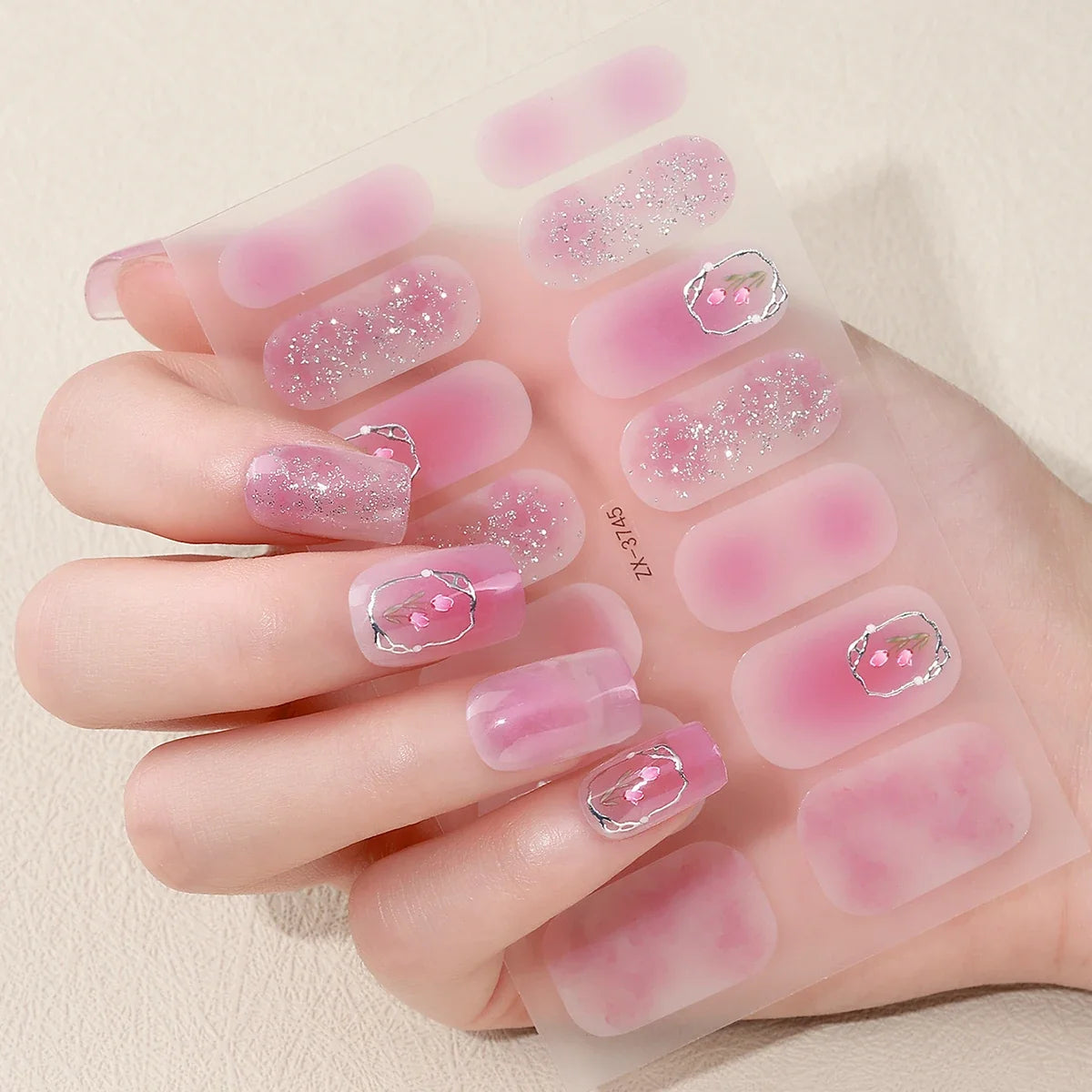 14Tips DIY Baking-Free Nail Stickers Spring Summer Flowers Self-Adhesive Nail Strips Full Cover Nail Decoration Decal