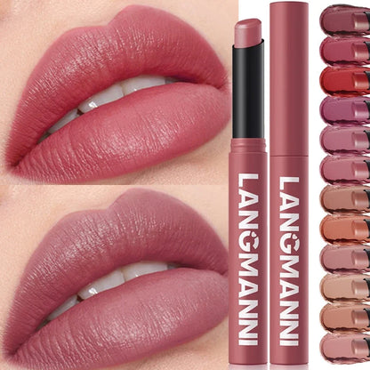 12 Color Matte Lipstick Non-Stick Cup Long-Lasting Velvet Finish Lipstick Pen  Smooth Matte Lip Color Waterproof Non-Fading