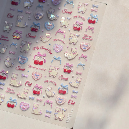 1pcs 5D Japanese Kawaii Bear Nail Art Stickers Brown Cartoon Animals Self-Adhesive Nail Decoration Decals DIY Slider Accessories