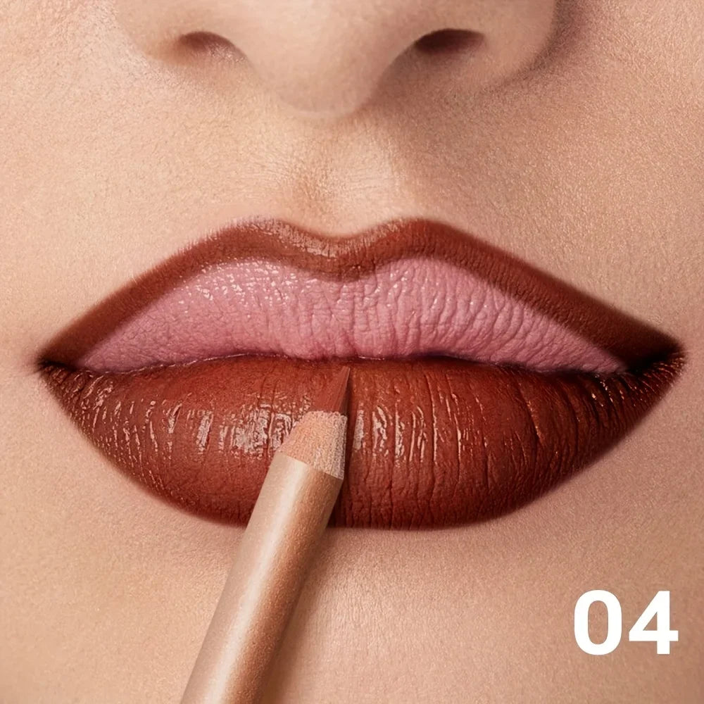 Matte Lip Liner Pencil Nude, Long-Lasting Waterproof, Smudge-Proof, Precise Outline, Smooth Creamy Formula