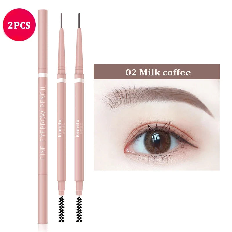 1.5mm Ultra Fine Double-Ended Eyebrow Pencil Automatic Rotating Natural Waterproof Long Lasting Professional Eyebrow Pen Makeup