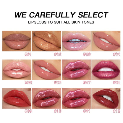 USHAS 12 colors mirror fine flash liquid lipstick pearlescent color waterproof sweatproof non-stick cup lip gloss