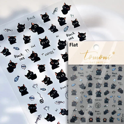 Cute Cat Eye Fishbone Animals Leopard Cat Ginger Cat Kitten Exclamation Point Paw Self Adhesive Nail Art Sticker Manicure Decals