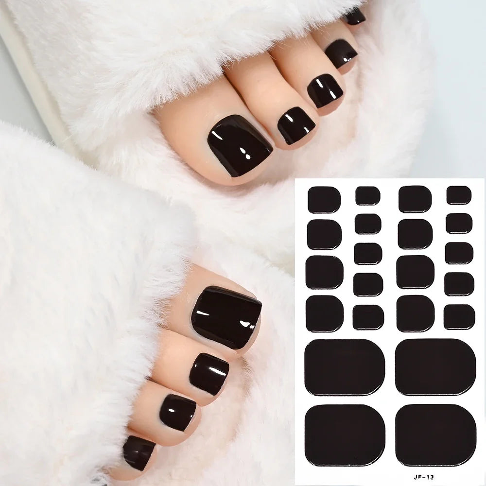 1pcs 22tips Gradient Glitter Full Toe Nail Wraps 3D Shiny Omber Pink/Purple/blue Toe Nail Polish Stickers Baking Free Toe Strips