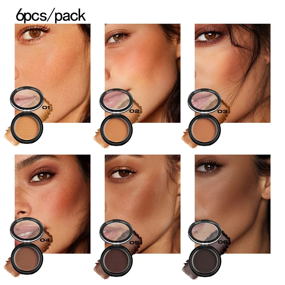Woman makeup 6-Color Matte Bronze Powder Velvety Smooth Natural Setting Powder Makeup