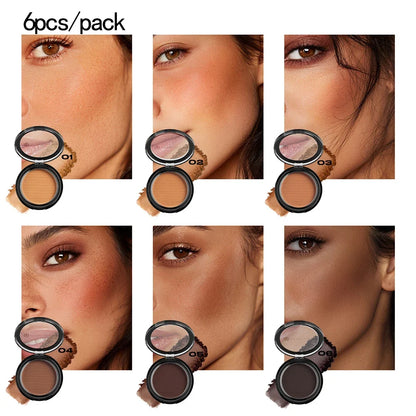 Woman makeup 6-Color Matte Bronze Powder Velvety Smooth Natural Setting Powder Makeup