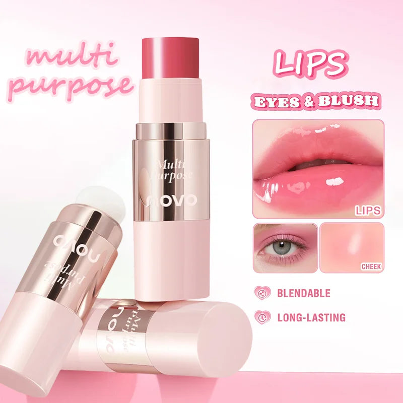 Multi-Use Cream Blush Stick For Eyes, Lips & Cheek, Nourishes & Moisturizes, Long-Wearing Blendable, Waterproof, Smooth Texture