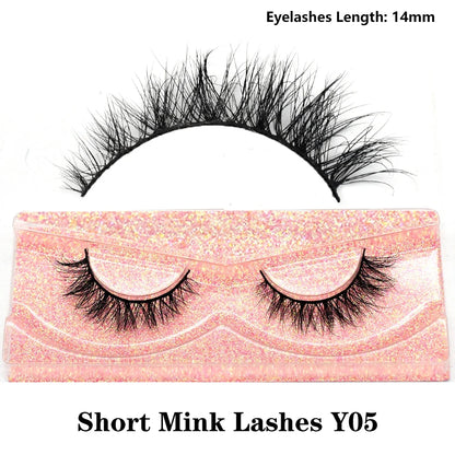 3D Mink Fluffy Half False Eyelashes Natural Soft Lightweight Clear Band Half Eye Strip Lashes Reusable Short Eyelashes Extension