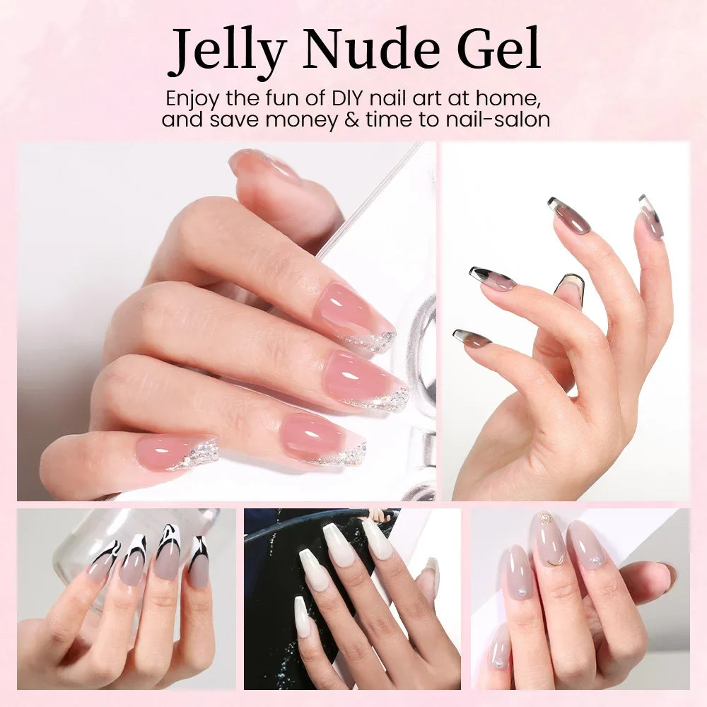 MAYCHAO 12ml Jelly Gel Nail Polish Semi Permanent Top Coat Soak Off UV LED Gel Art Nail Varnish Manicure Long Lasting Nail Gel