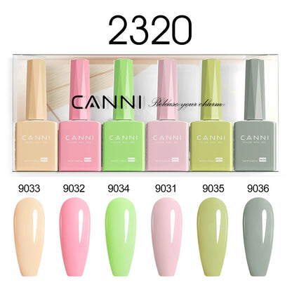 6pcs*9ml CANNI Nail Gel Polish Kit HEMA FREE Jade Jelly Nude Jelly Pink VIP Kit Christmas Gift French Nail Design Natural Color