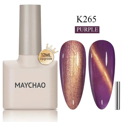MAYCHAORomantic Galaxy Cat Eye Gel Nail Polish With Magnet Soak off UV Holographic Magnetic Rainbow Gel Polish for Nail Manicure