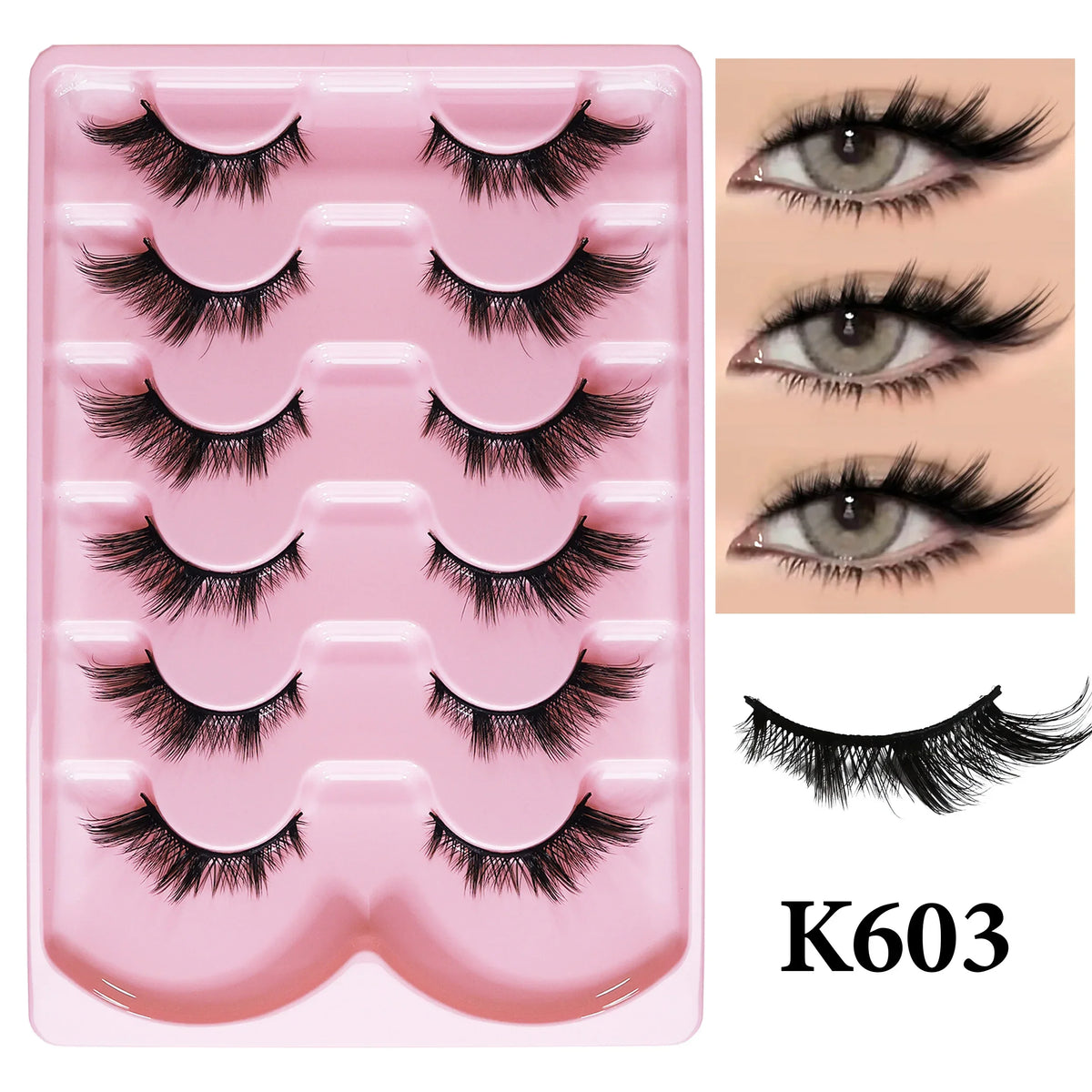 MIOFIA New 5 Pairs Fake Lashes D Curl Fluffy Soft Volume Eyelash Extensions Natural Look 3D Faux Mink False Eyelashes Makeup
