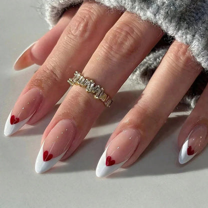 ARTAUG 24PCS Medium Stiletto Pink Black French Tip Press On Nails Star Pattern Glitter Press On Nails