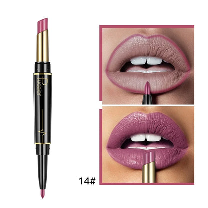 1pcs Matte Lip Liner & Lipstick 2 in 1 Double Ended Waterproof Long Lasting Non-Fading Smooth Velvet Nude Makeup Tool for Women