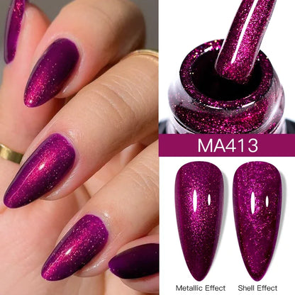MEET ACROSS 7ml Shimmer Metallic Nail Gel Polish Glitter Mirror Effect Nail Supplies Vernis Gel for Nails UV/LED DIY Manicure