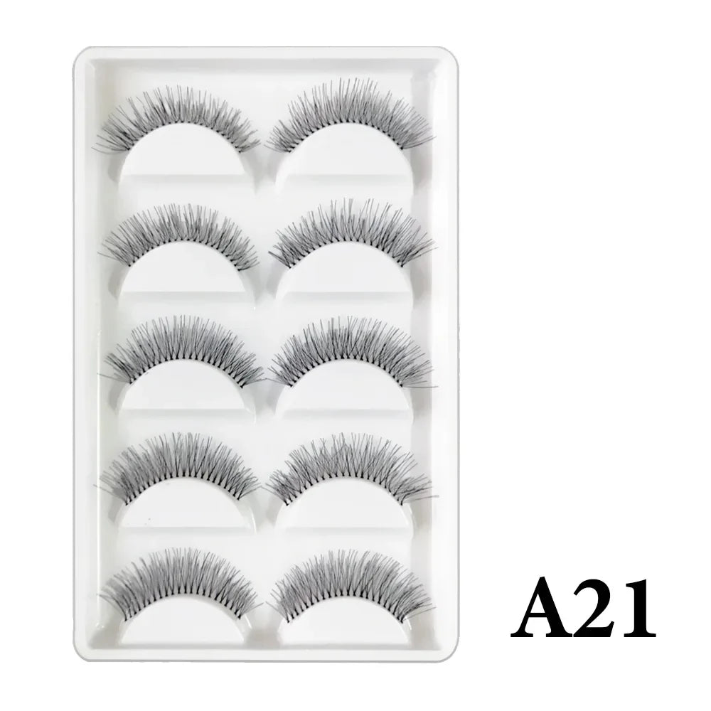 MIOFIA New 5 Pairs Fake Lashes D Curl Fluffy Soft Volume Eyelash Extensions Natural Look 3D Faux Mink False Eyelashes Makeup