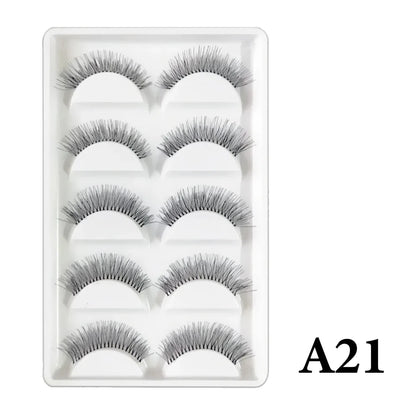 MIOFIA New 5 Pairs Fake Lashes D Curl Fluffy Soft Volume Eyelash Extensions Natural Look 3D Faux Mink False Eyelashes Makeup