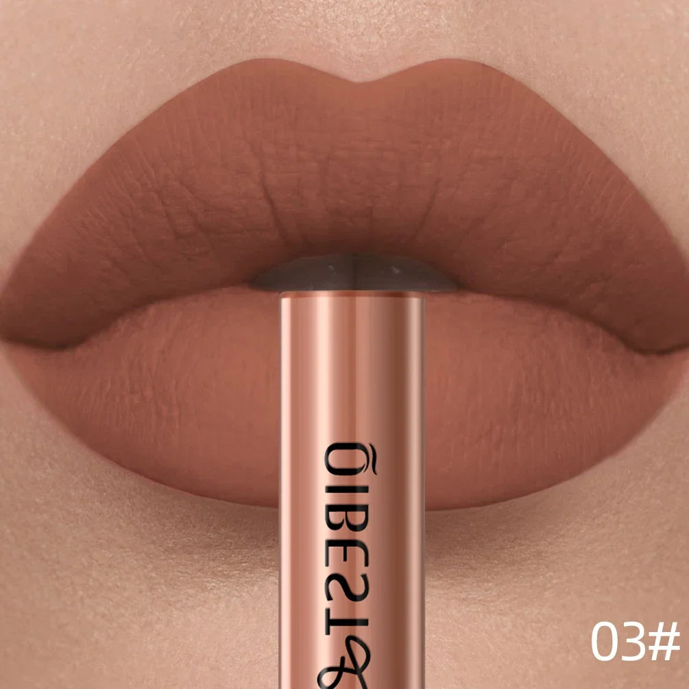QIBEST Sexy Red Matte Lip Gloss Long Lasting Velvet Liquid Lipstick Lip Makeup Women Beauty Nonstick Cup Waterproof Lipgloss Hot