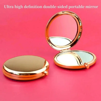 1pc Double-Sided Small Mirror Portable Folding Round Makeup Mirror Rose Gold Simple Men And Women Mini Handheld Pocket Mirror
