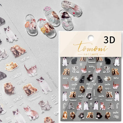 Cute Cat Eye Fishbone Animals Leopard Cat Ginger Cat Kitten Exclamation Point Paw Self Adhesive Nail Art Sticker Manicure Decals