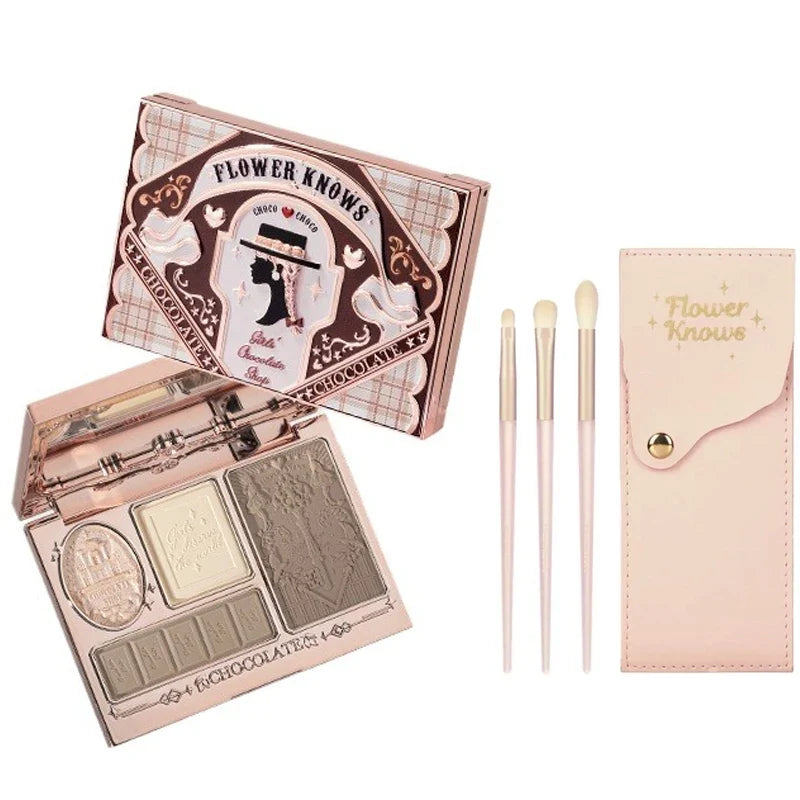 Flower Knows Chocolate Wonder-Shop Highlighter Contour Powder Face Palette For Women Bronzer Illuminator original highend makeup