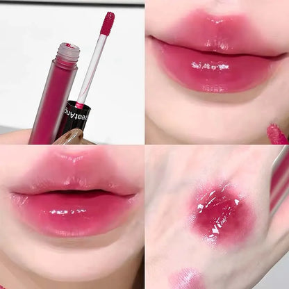 Berry Red Mirror Translucent Lip Gloss Hydrating Water Light Lipstick Clear Jelly Lip Glaze Nude Brown Moisturizing Makeup Tint