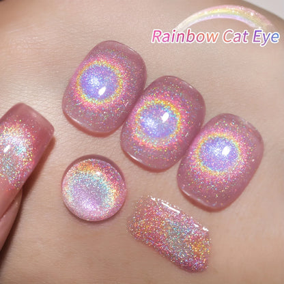15Ml Rainbow Cat's Eye gel nail polish, UV LED curing, long-acting fast drying nail art gel - ideal gift for women For Spring