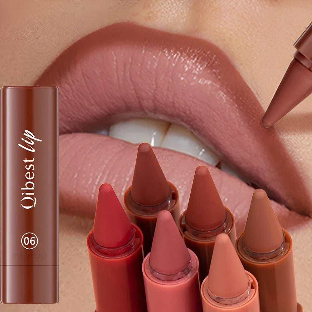 Twist Up Lip Liner Lipstick Pen Multipurpose Powder Blusher Velvet Matte Waterproof Lip Contour Non Stick Cup Lip Rouge Makeup