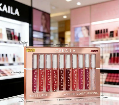 Matte Liquid Lipstick Lip Oil 10pc/set, Waterproof Velvet Lip Gloss Long Lasting Non-transfer Nude Red Pink Daily &Party Makeup