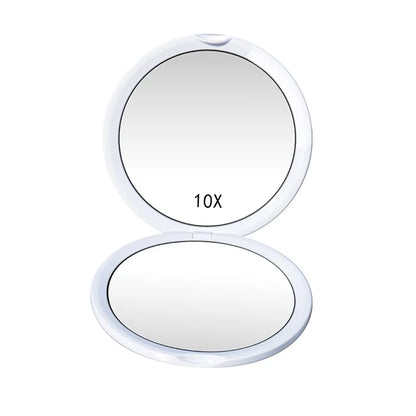 Portable Mini Makeup Mirror Compact Pocket Handheld Mirror 10x Magnifying Double Sided Makeup Mirror Travel Beauty Cosmetic Tool