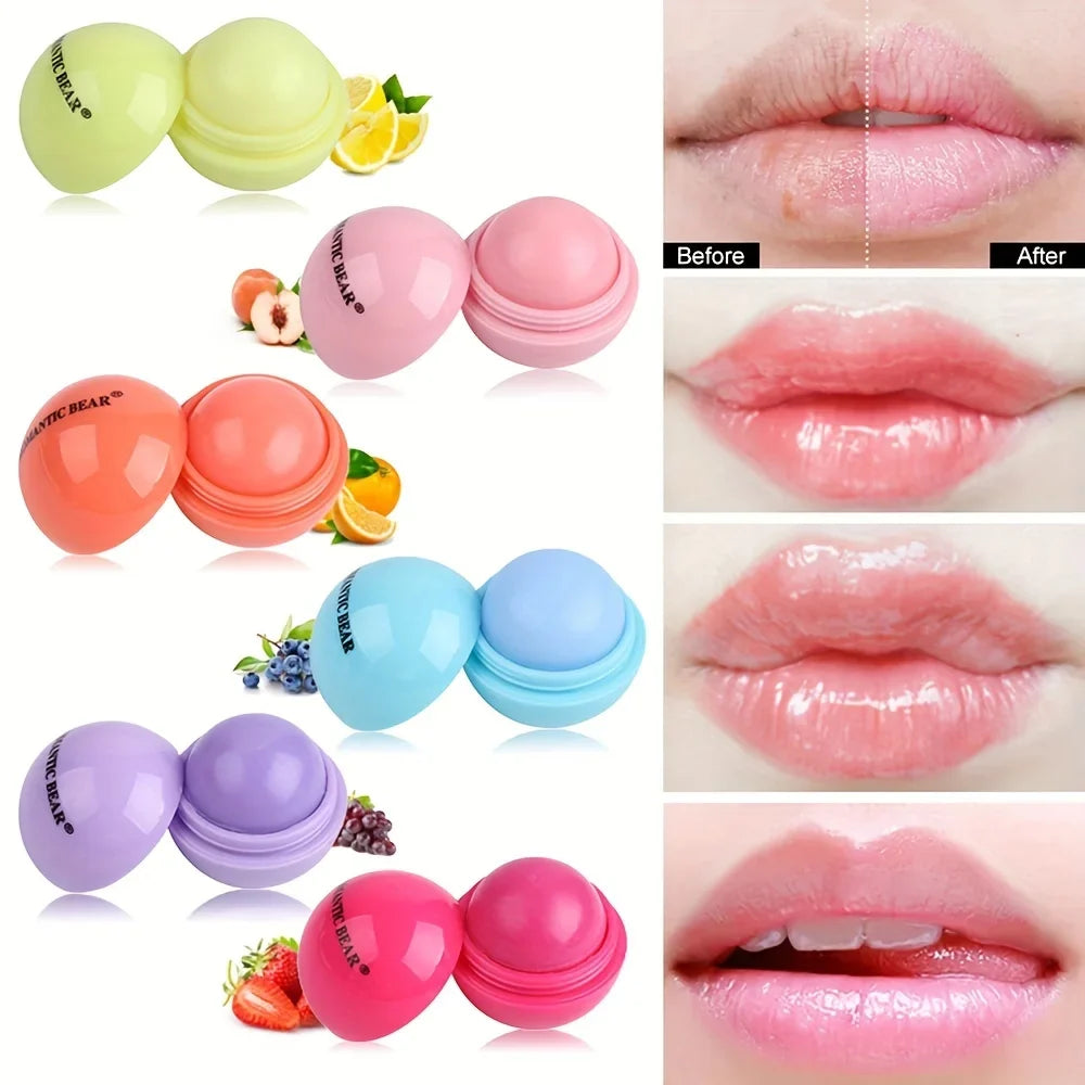 Cute Ball Shaped Lip Balm - Hydrating, Soothing, and Long-Lasting Lip Plumper with Non-Stick Cup for Preventing Frost Cracking a