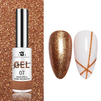 5ML Gold Silver Metallic Liner Paint Gel Polish Chrome Mirror Metal Effect Super Bright French UV LED Semi Permanent Nail Gel