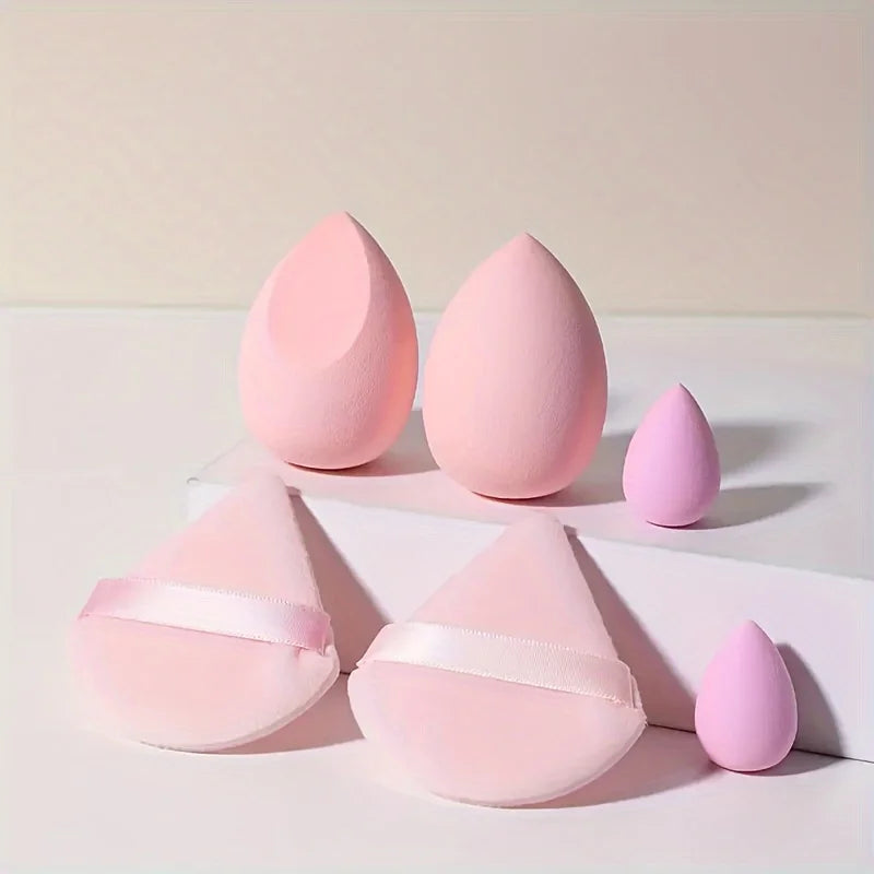6PCS Pro Makeup Sponge Set-3-Size Dual Use Blenders & Triangle Puffs | Vegan Hypoallergenic for Liquid/Powder, Travel Essentials