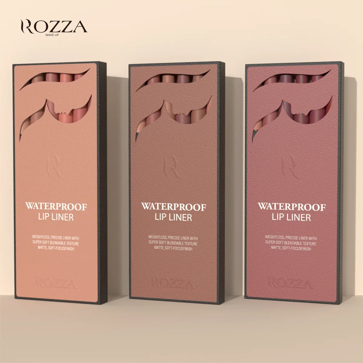 Rozza Waterproof Lip Liner Pencil Set, Weightless Precise Liner with Super Soft Blendable Texture Matte Soft