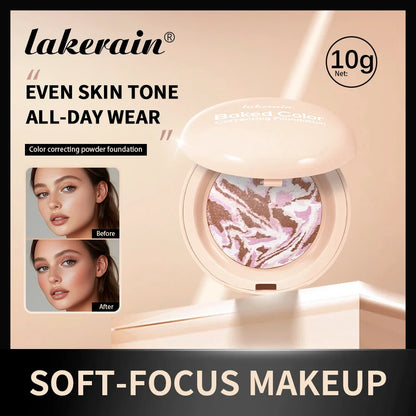 Matte Baked Color Correcting Foundation Bronzer Pressed Powder Compact Long Lasting Oil Control Loose Setting Powder Foundation