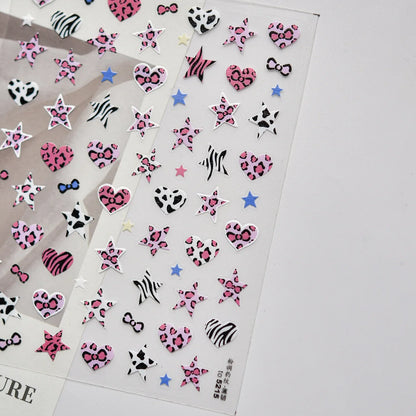 Autumn Winter Leopard Print Bow Nail Art Stickers 3D Thin Tough Nail Sticker Cute Bow Self Adhesive Nails Decorations Decals DIY