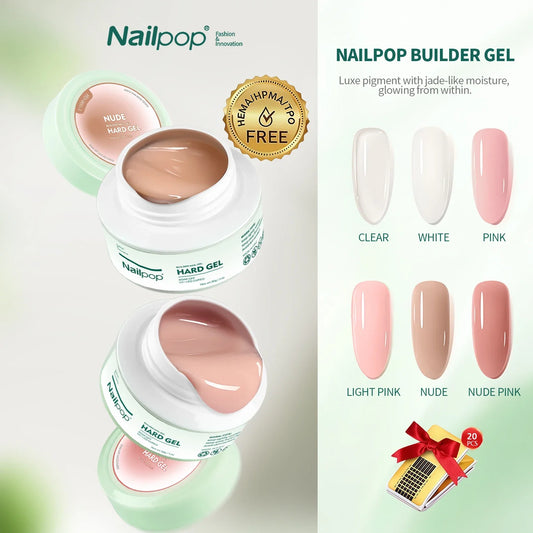 Nailpop 30g HEMA-FREE Builder Gel Milky Smooth UV Nail Gel for Extension Long Lasting Hard Gel Nail Strengthen Nail Art Design