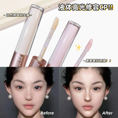 The dual-head highlighter brightens the complexion, regulates facial contours, and is long-lasting and waterproof