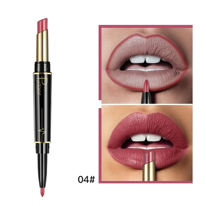 1pcs Matte Lip Liner & Lipstick 2 in 1 Double Ended Waterproof Long Lasting Non-Fading Smooth Velvet Nude Makeup Tool for Women