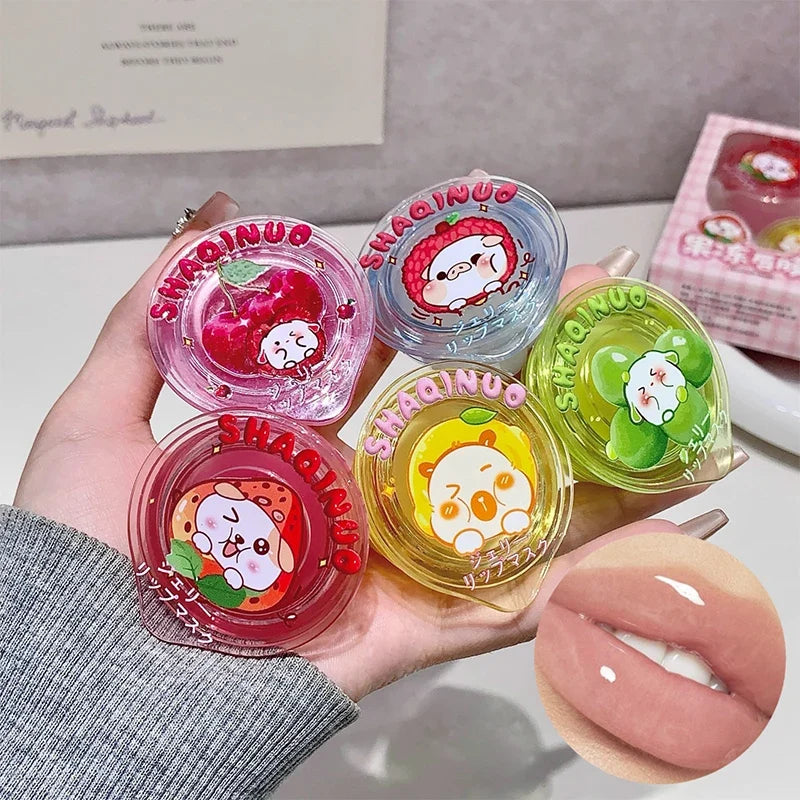 Shaqinuo Jelly Lip Mask Moisturizing and Hydrating Sleep Fruit Lip Balm for Students, Reduces Lip Lines, Prevents Dryness and Cracking, Christmas Gift, Essential for Autumn and Winter