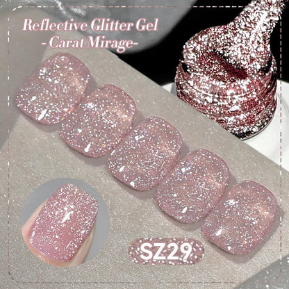 BORN PRETTY 10ml Sliver Carat Mirage Reflective Glitter Gel Nail Polish Sparkling Ultra Shine Soak Off UV Nail Art Gel Varnish