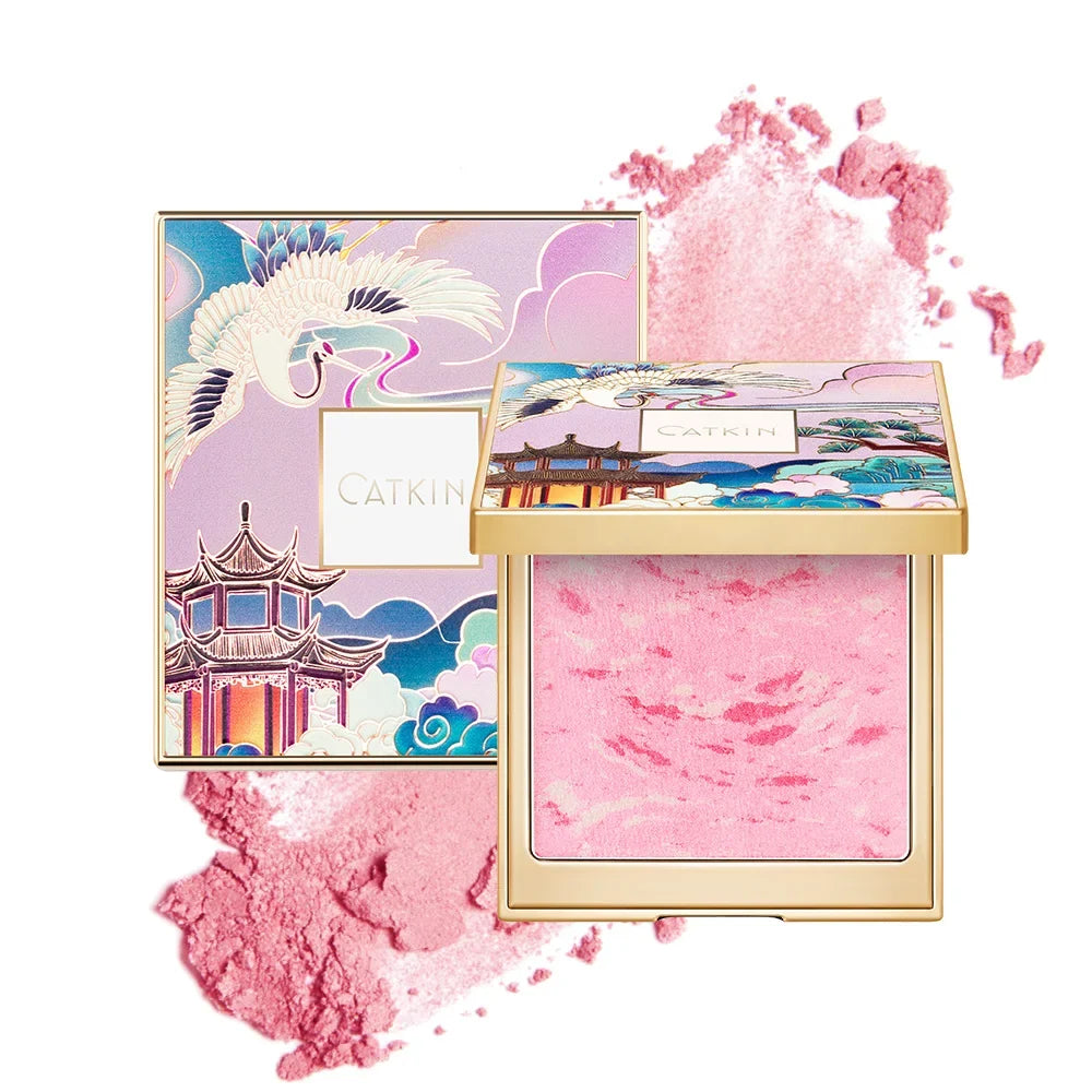 CATKIN Eternal Love 10g Rosy Cranes Blush Baked Powder Silky Smooth Touch Distinct Silhouette Natural Redness Chinese Style