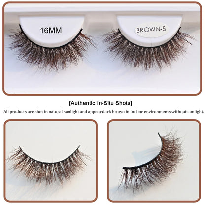 RED SIREN Brown Fluffy Mink Lashes 2026 New Design Luxurious Soft Natural Strip Lashes Cosplay Mink False Eyelashes Supplies
