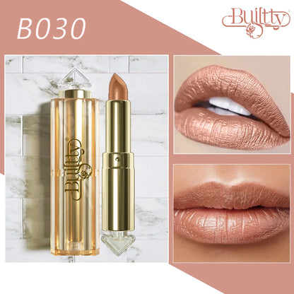 BUILTTY Korean Glitter Pearl Dropshiping Lipstick Matte Nude Color Long Lasting Waterproof Wholesale Price Red Pink Purple