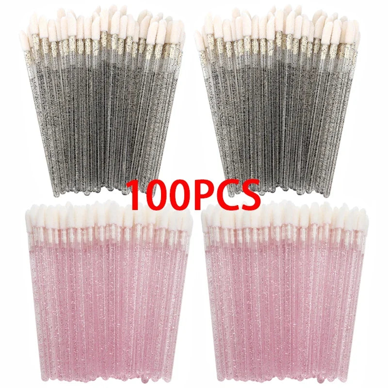 100/300PCS Crystal Lip Brush Lipstick Gloss Applicator Wands Wholesale For Eyelashes Extension Tool Kits Makeup Accessories