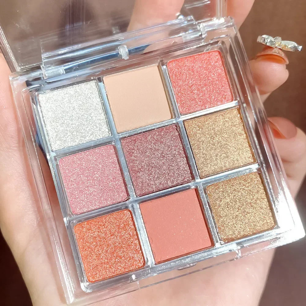 9 Colors Chocolate Eye Shadow Palette Pearly Matte Earth Color Eyeshadow Pallete Shiny Sequins Eye Pigments Lasting Makeup